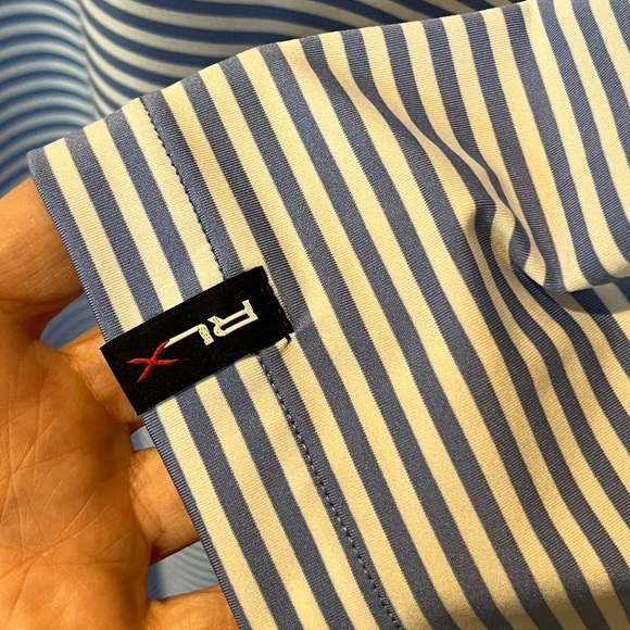 Polo Ralph Lauren RLX Performance size L Blue Stripe Golf Polo EUC - Picture 5 of 5